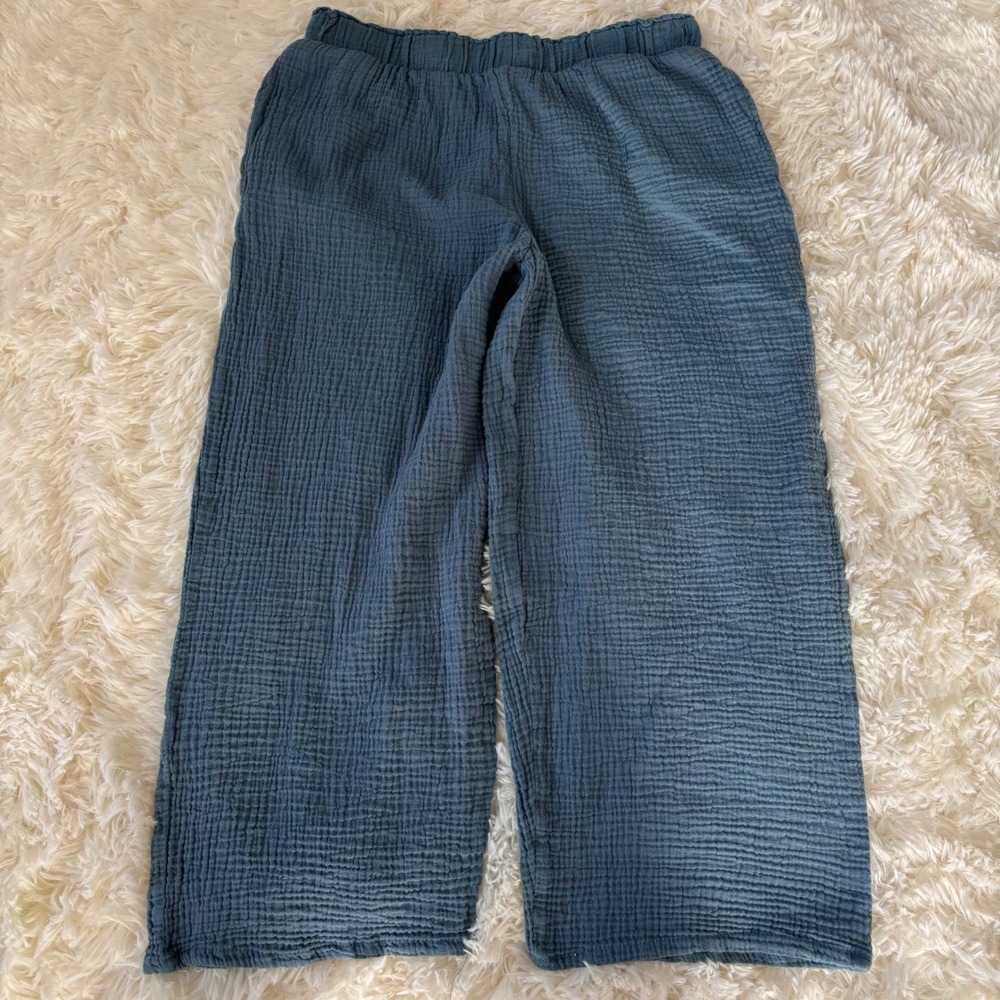 Jessica Simpson Blue Gauze Wide Leg Elastic Waist Pants Small